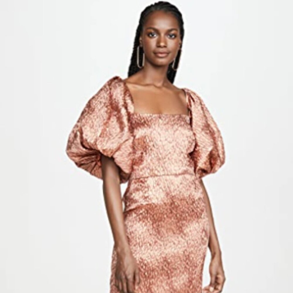 Rachel Comey, Limbara, metallic puff sleeve dress